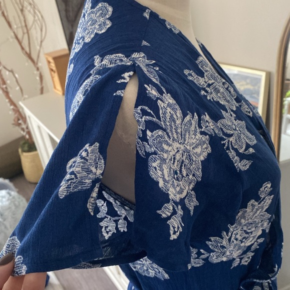 Lulus Heart of Marigold Navy Blue Floral Print Wrap Maxi Dress - Picture 13 of 16